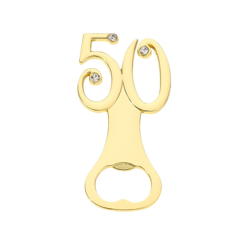 50ゴールドの結婚記念日ビールボトルオープナー