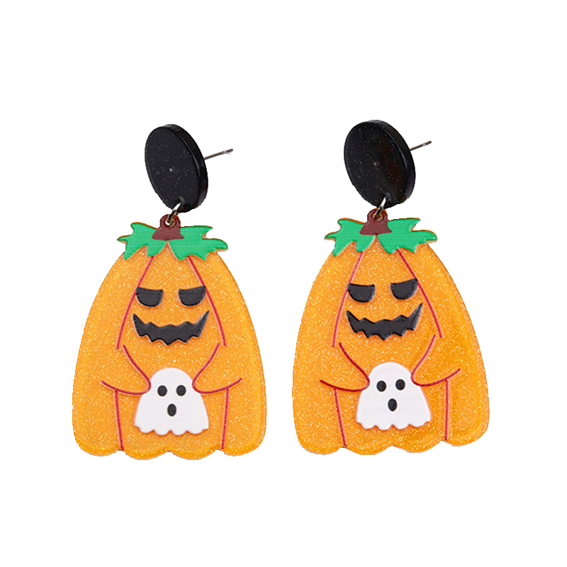 ハロウィンのかわいいカボチャのスパンコールイヤリング