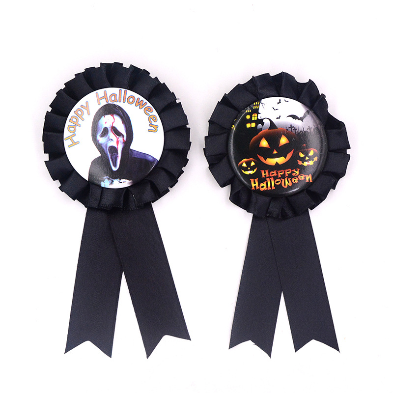 ハロウィーンリボンフラワーロゼットバッジ