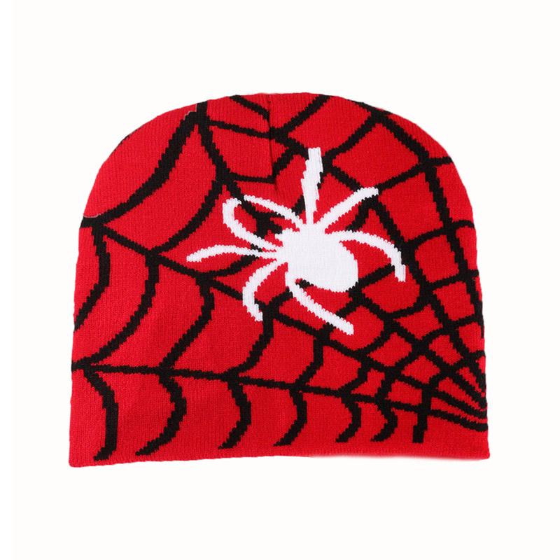 スパイダーウェブパターンニットスカリーキャップ